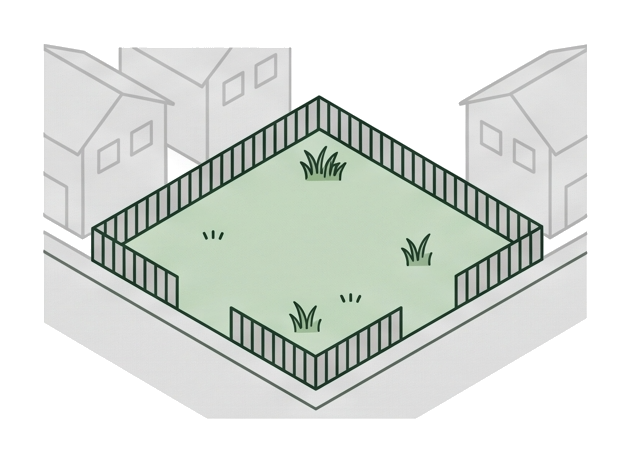 草刈り広さの目安：空き地一区画（〜100㎡（約30坪））